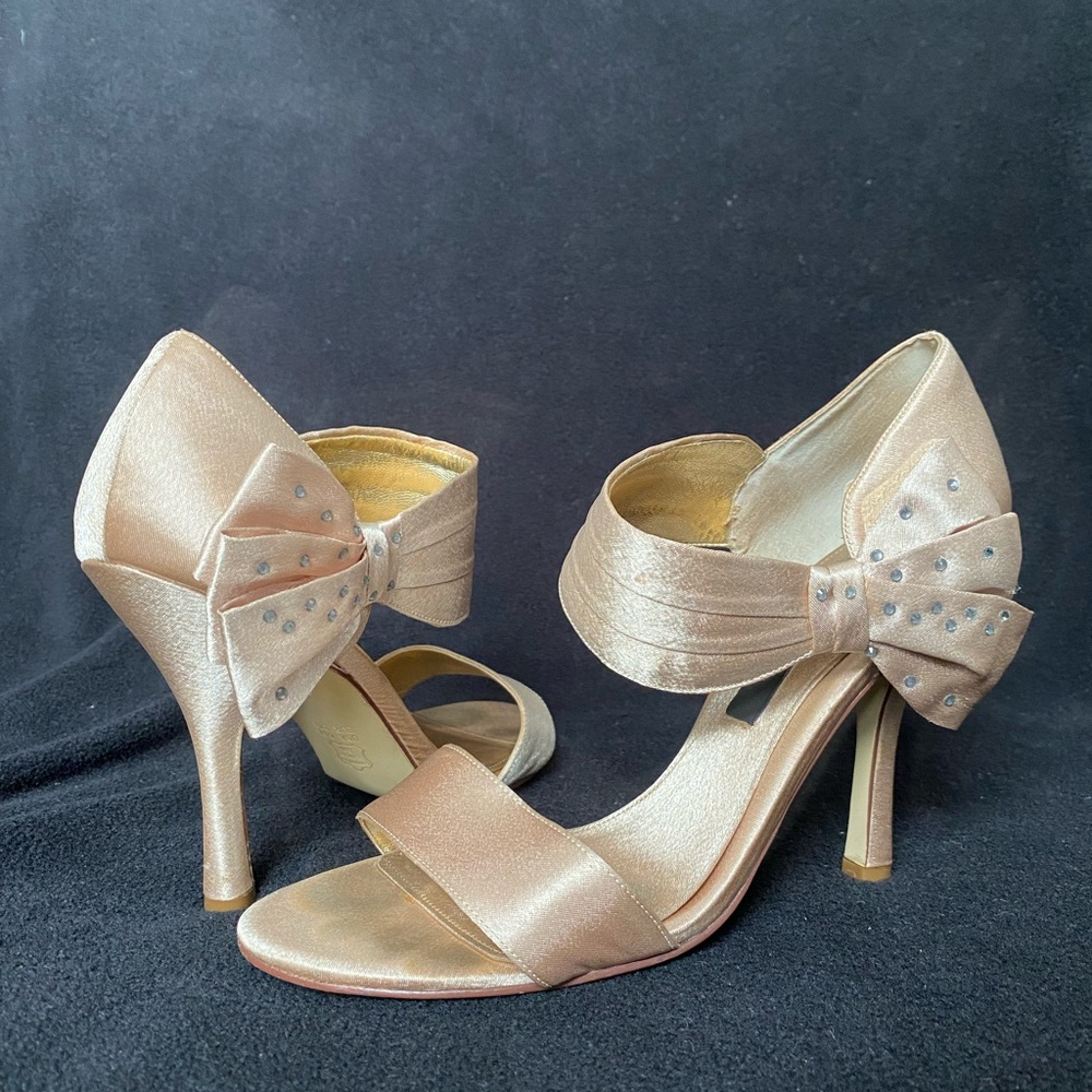 Gold satin Nina heels